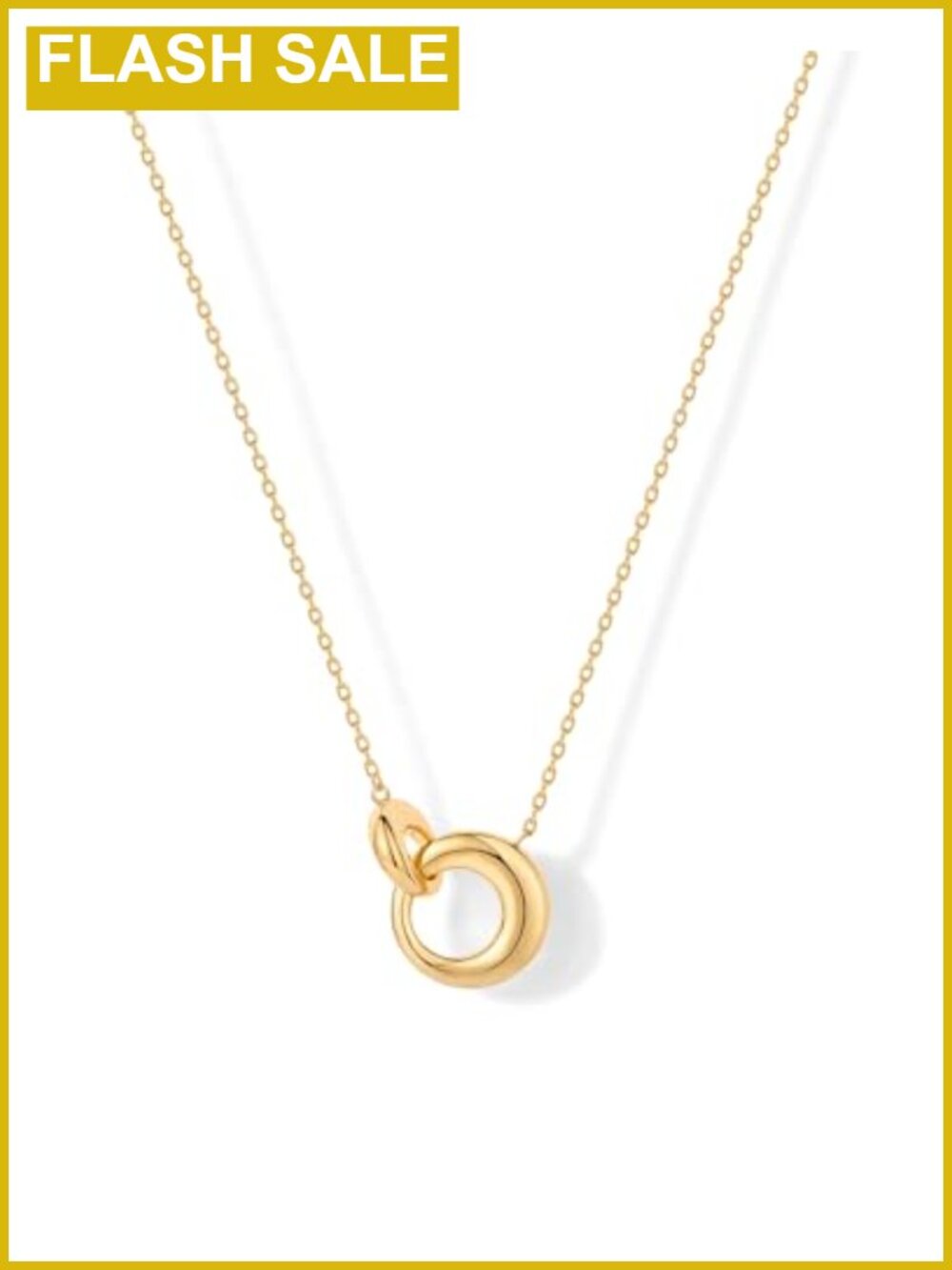 14K Gold Plated Dainty Interlock Pendant Necklace